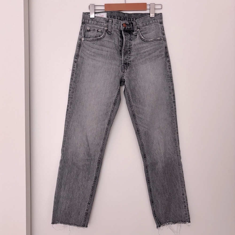 Gap Cheeky High Rise Jeans in Grey with Frayed Hem - Size 26